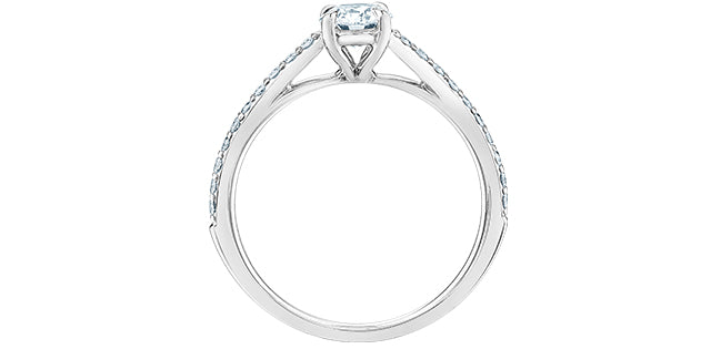 Lab-Grown Diamond Accented Solitaire 14K White Ring - Bijouterie Classique