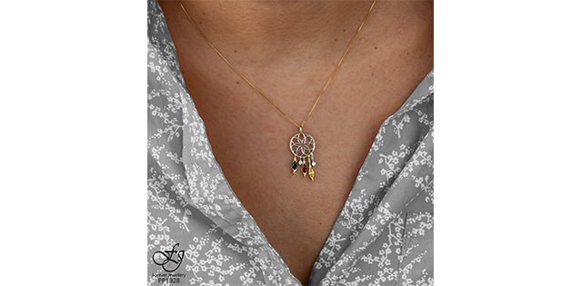 Dream Catcher Necklace with precious stones and diamonds