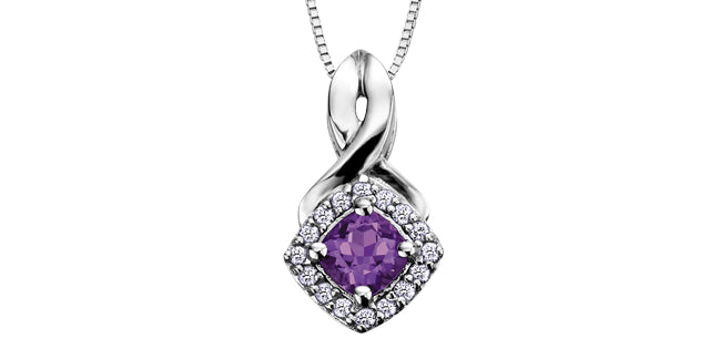 Birthstone & Diamond square look 10K Pendant