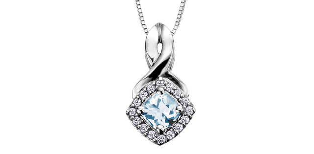 Birthstone & Diamond square look 10K Pendant