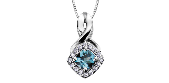 Birthstone & Diamond square look 10K Pendant
