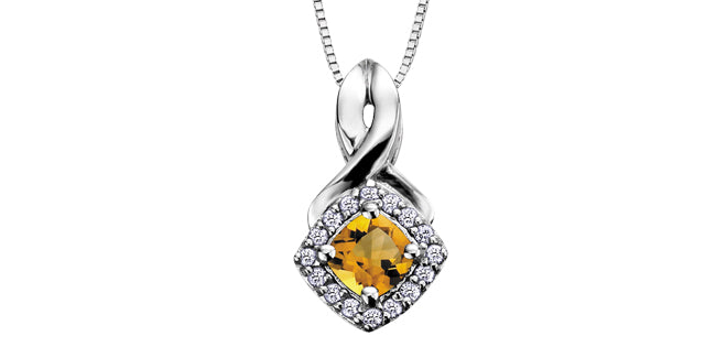Birthstone & Diamond square look 10K Pendant