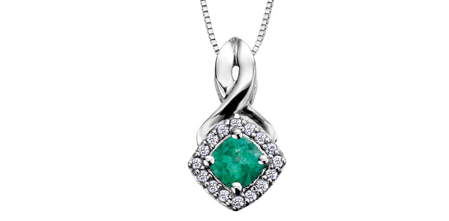 Birthstone & Diamond square look 10K Pendant