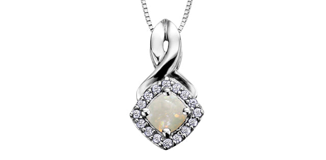 Birthstone & Diamond square look 10K Pendant