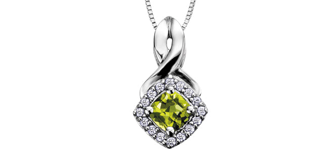 Birthstone & Diamond square look 10K Pendant