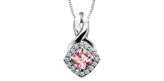 Birthstone & Diamond square look 10K Pendant