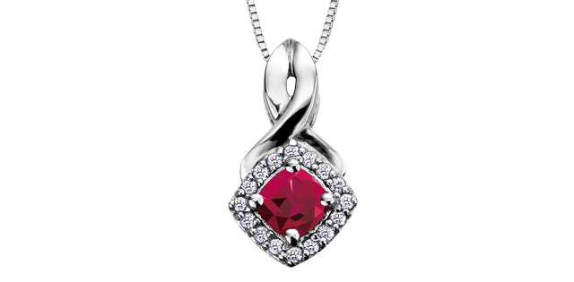 Birthstone & Diamond square look 10K Pendant