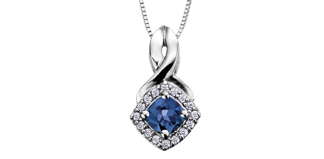 Birthstone & Diamond square look 10K Pendant