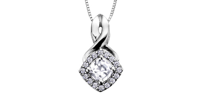 Birthstone & Diamond square look 10K Pendant