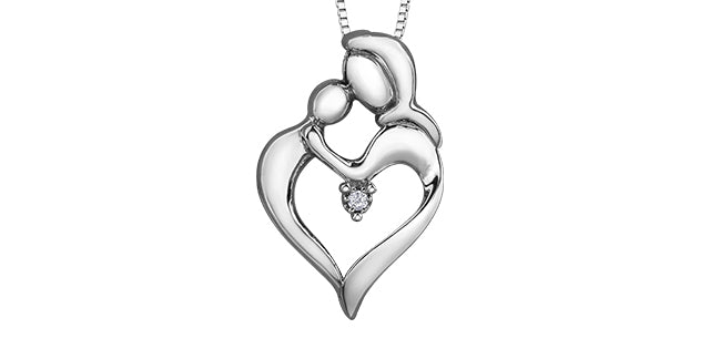 Mother's Embrace Sterling Silver 0.02ct Diamond Necklace