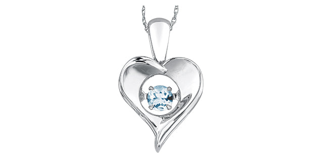 Dancing Gemstone Heart Necklace in Sterling Silver with 18 in Small box chain
