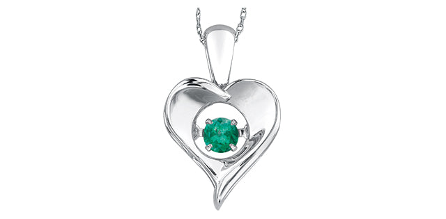 Dancing Gemstone Heart Necklace in Sterling Silver with 18 in Small box chain