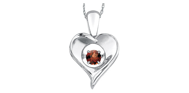 Dancing Gemstone Heart Necklace in Sterling Silver with 18 in Small box chain