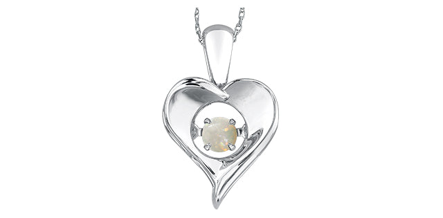 Dancing Gemstone Heart Necklace in Sterling Silver with 18 in Small box chain