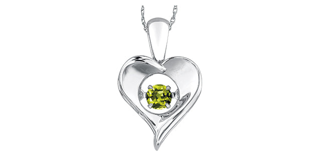 Dancing Gemstone Heart Necklace in Sterling Silver with 18 in Small box chain