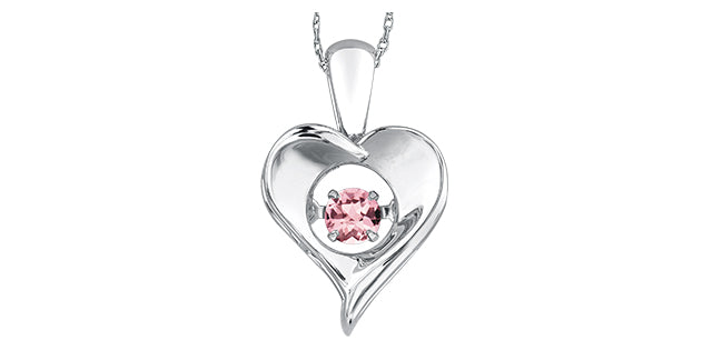 Dancing Gemstone Heart Necklace in Sterling Silver with 18 in Small box chain