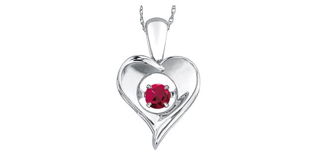 Dancing Gemstone Heart Necklace in Sterling Silver with 18 in Small box chain