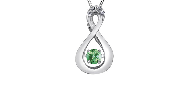 10K White Infinity with Dancing Gemstone on 18" small curb Chain - Bijouterie Classique