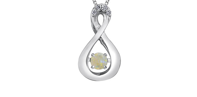 10K White Infinity with Dancing Gemstone on 18" small curb Chain - Bijouterie Classique