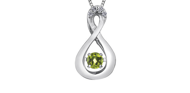 10K White Infinity with Dancing Gemstone on 18" small curb Chain - Bijouterie Classique