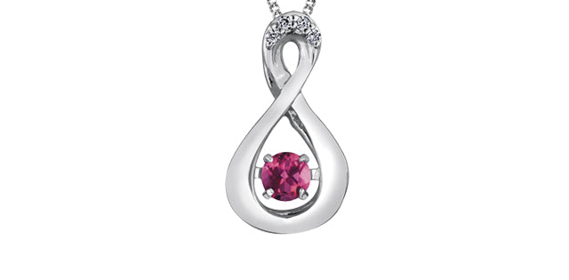 10K White Infinity with Dancing Gemstone on 18" small curb Chain - Bijouterie Classique