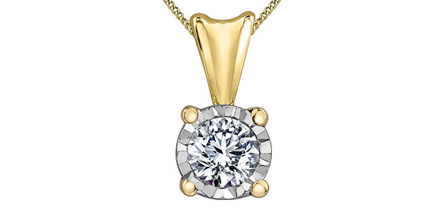 Diamond Illuminaire Solitaire Pendent 10kt with .07ct t.w - Bijouterie Classique