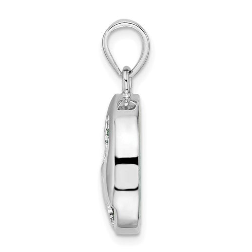 Sterling Silver Rhodium-plated Polished Larimar World Pendant