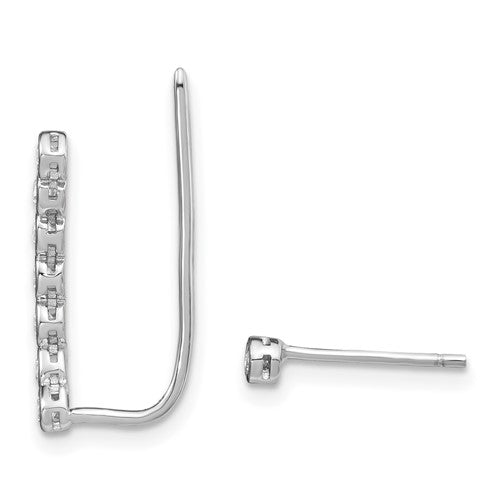 Sterling Silver Rhodium-plated CZ 1 Ear Climber and 1 Stud Earring - Bijouterie Classique
