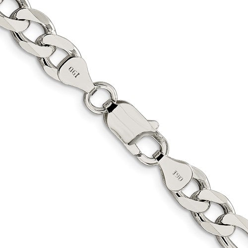 Sterling Silver 7.25mm Pavé Flat Figaro Chain - Bijouterie Classique