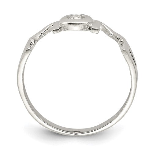 Sterling Silver and CZ Polished Mom Ring