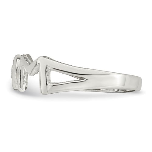 Sterling Silver and CZ Polished Mom Ring