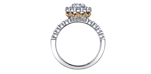 Maple leaf two tone 0.75ct engagment Ring 18K Gold