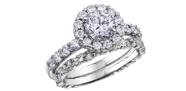 Maple leaf two tone 0.75ct engagment Ring 18K Gold