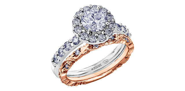Maple leaf two tone 0.75ct engagment Ring 18K Gold