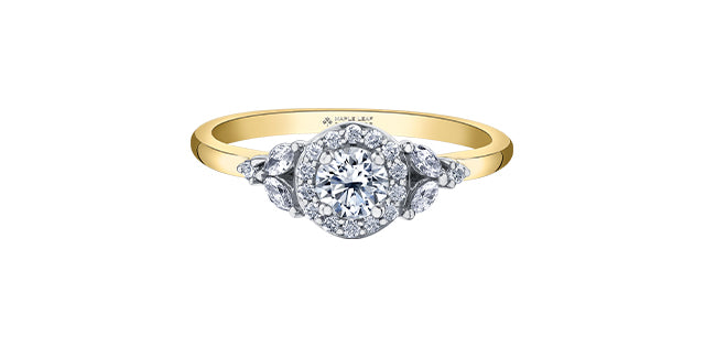 Element of Love- Engagement Ring 18k Yellow & White Gold 0.52 T.W. Certified Canadian Diamond