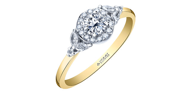 Element of Love- Engagement Ring 18k Yellow & White Gold 0.52 T.W. Certified Canadian Diamond