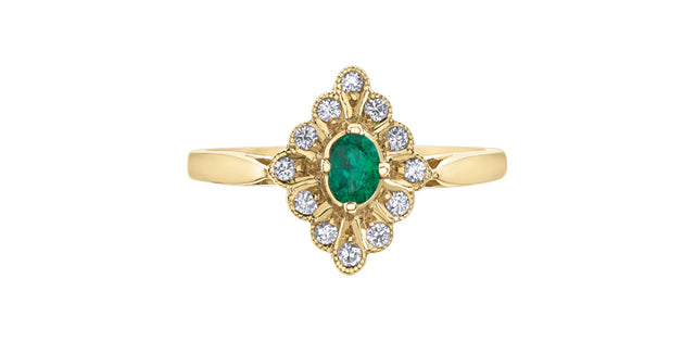 Antique Cluster Emerald 10k Gold Ring