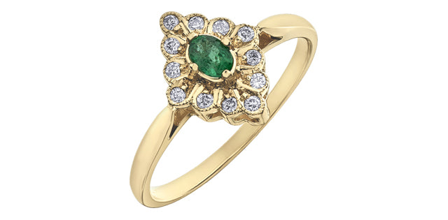 Antique Cluster Emerald 10k Gold Ring