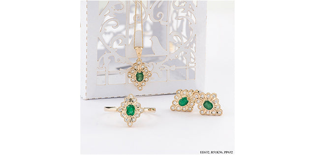 Antique Cluster Emerald 10k Gold Ring