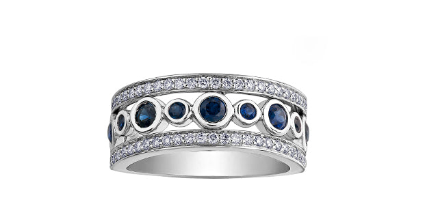 Bezel Set Sapphire & Diamond Band