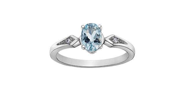 Oval Aquamarine & Diamond Ring