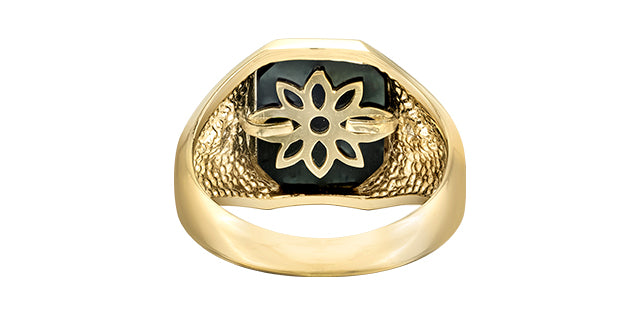 Octagon Black Onyx & Diamond Men's Ring in 10K Yellow Gold