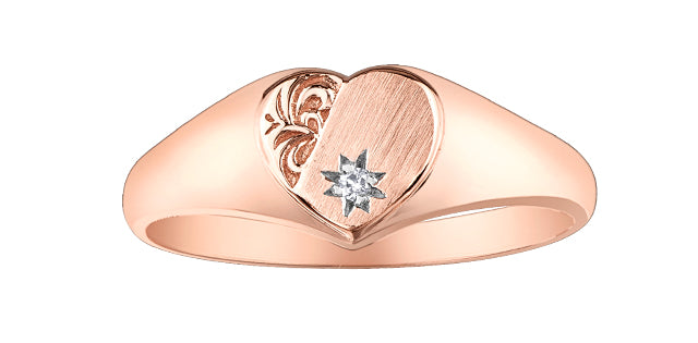 Detailed Signet 10K & Diamond Rose Gold Ring