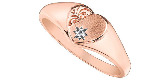 Detailed Signet 10K & Diamond Rose Gold Ring