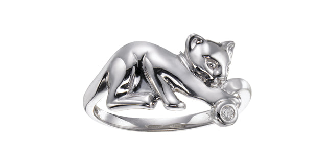 10K Gold Diamond Cat Ring