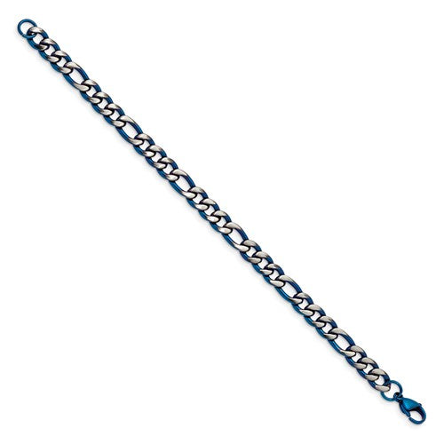Stainless Steel Brushed and Polished Blue IP-plated 7.5mm