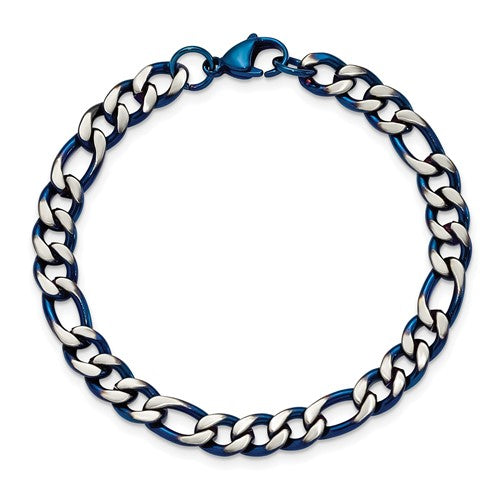Stainless Steel Brushed and Polished Blue IP-plated 7.5mm