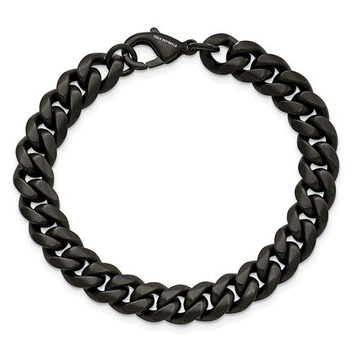 Stainless Steel Brushed Black IP-plated 10mm Curb