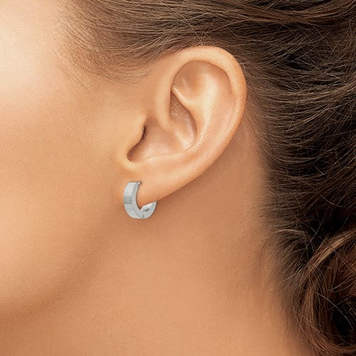 Stainless Steel Polished Black IP-plated 4mm Hinged Hoop Earrings