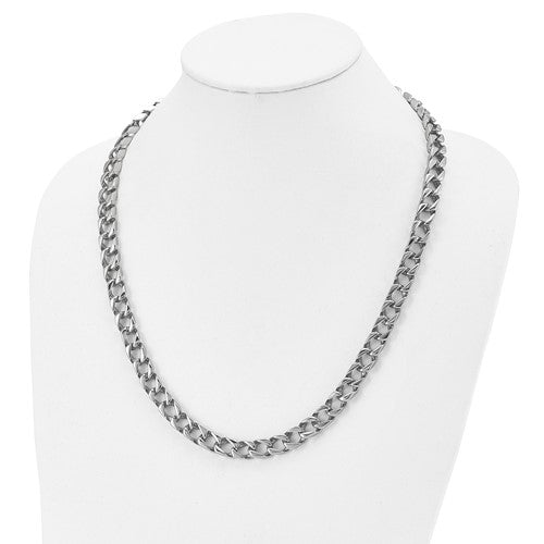 Stainless Steel Polished 24 inch Square Link Necklace